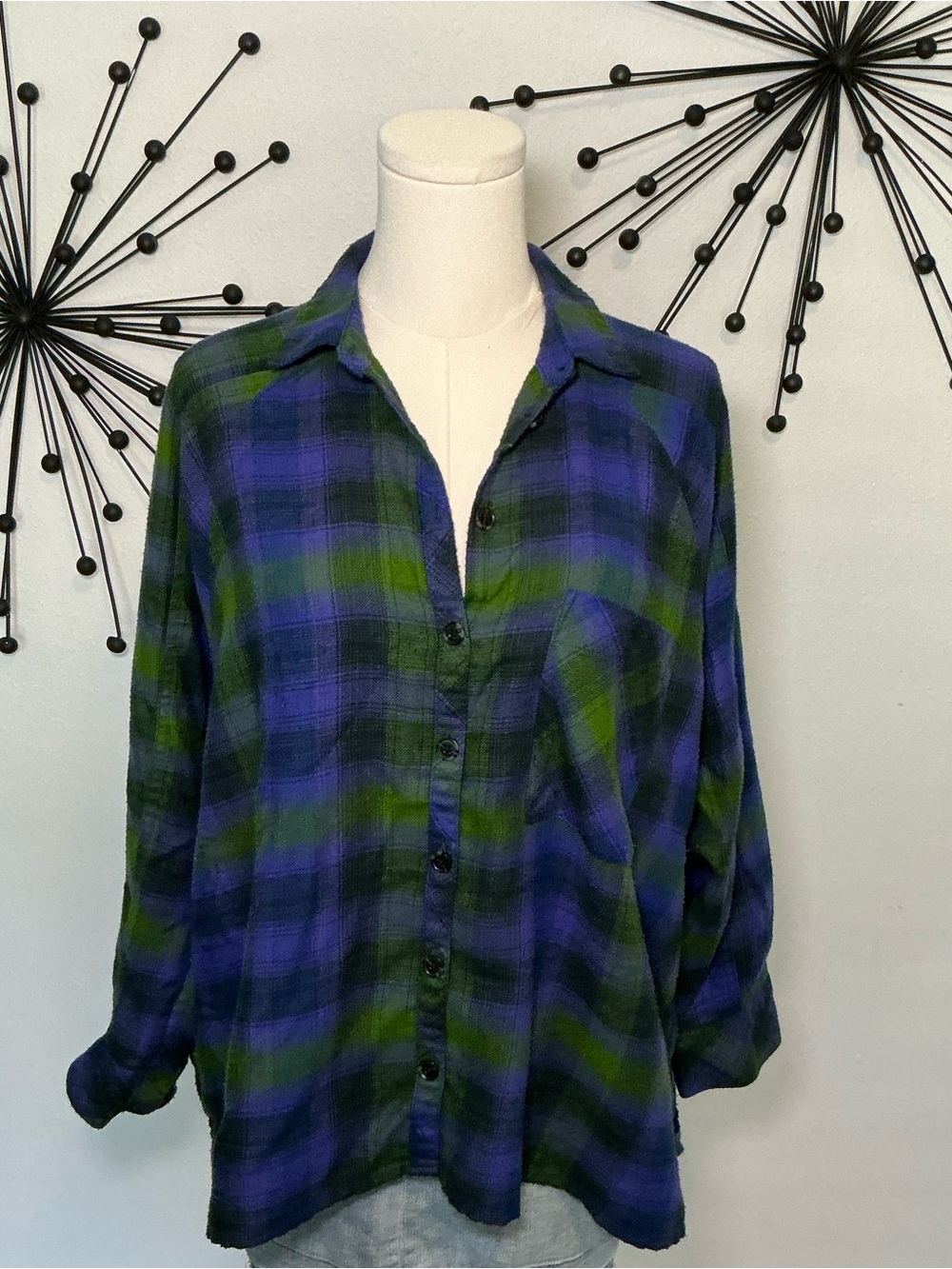 BDG Urban Outfitters Purple Green Plaid Flannel Shirt XS